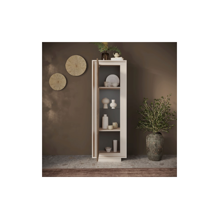 Vitrine SKY 1 porte – Finition Cashmere / Mercure